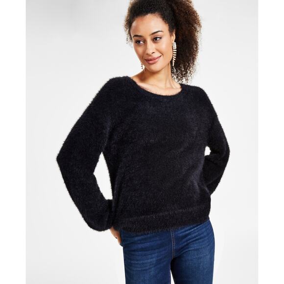 INC International Concept's Women's Eyelash-Knit Fuzzy Sweater - Picture 1 of 4